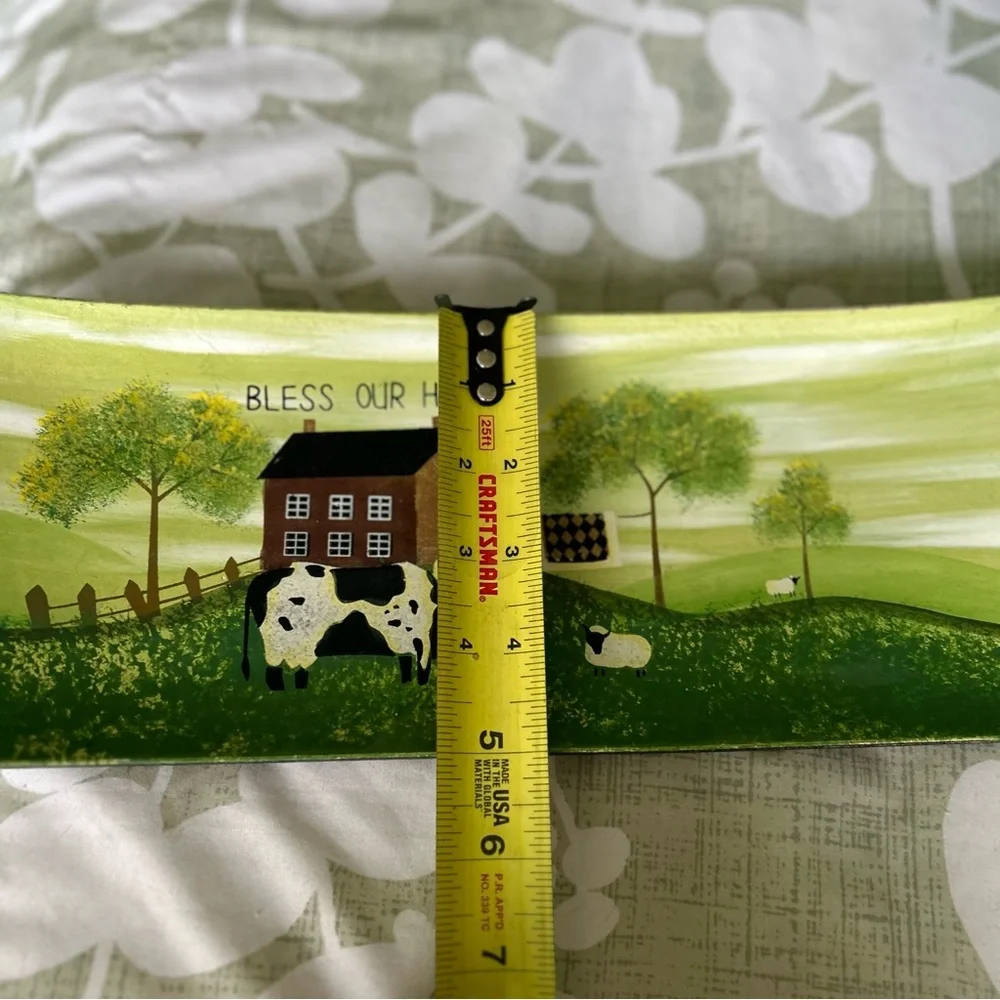 VTG Hand Painted Charming Country Farm Land Cow Bless Our Home Wall Accent